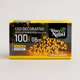 Pisca Estrobo Led Decoração De Natal 100 Luzes Branco Quente 8m 127V