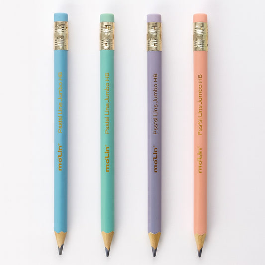 Lápis Preto HB N°2 Pastel Line Jumbo Com Borracha Molin