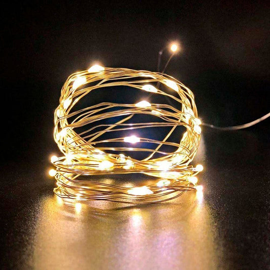 Fio De Fada Branco Quente 50 Leds Fixo Com 5 Metros