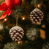 Enfeite De Natal Pinha Natural/Nevada/Dourada Decorativa Com 6 - 5cm