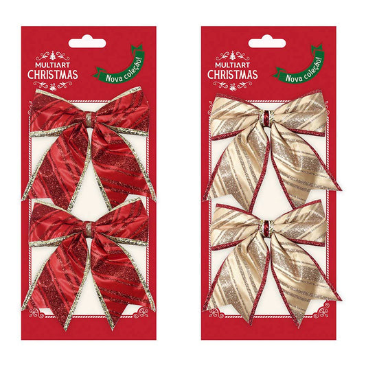 Enfeite De Natal Laço Natalino Decorado 15cm Com 2 Decoração Árvore