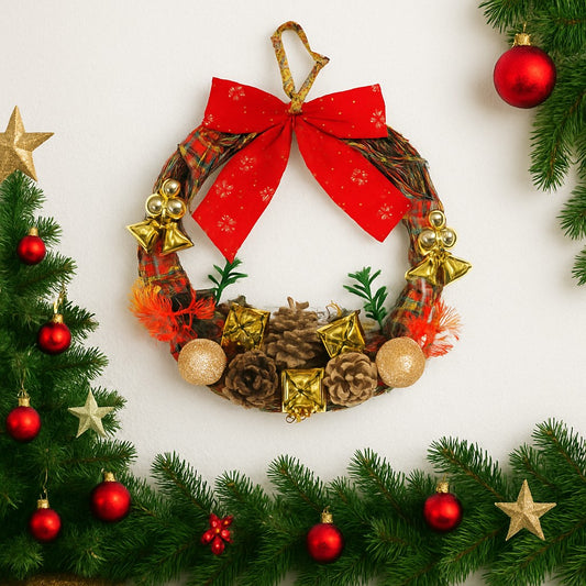 Guirlanda De Natal Cipo Decorada 23cm