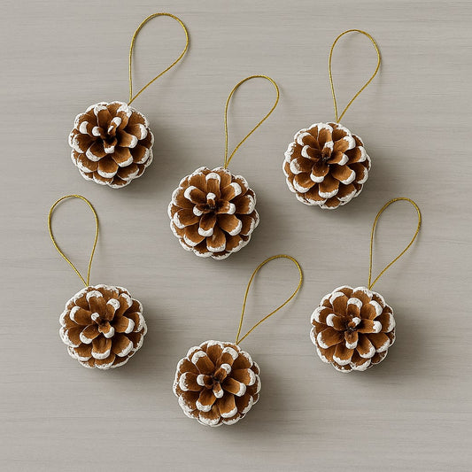 Enfeite De Natal Pinha Natural/Nevada/Dourada Decorativa Com 6 - 5cm