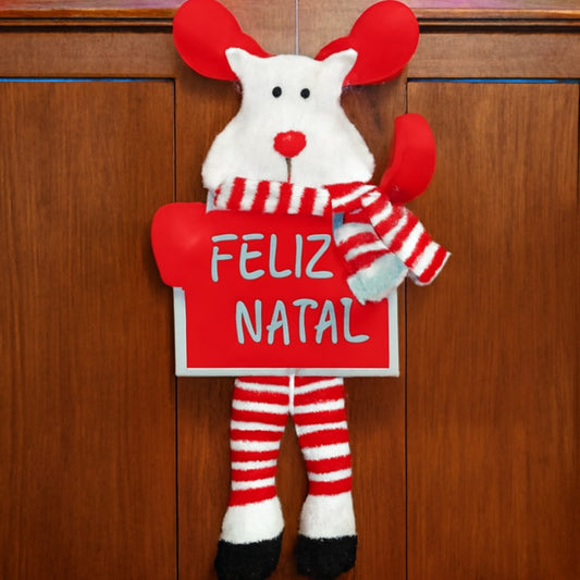 Enfeite De Natal Feltro Feliz Natal Papai Noel/Rena/Boneco De Neve 30cm