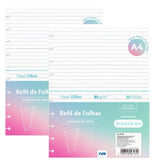 Anúncio Kit Refil De Folhas Pautadas Para Caderno De Disco Médio/ Grande 80 folhas Com 2