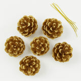 Enfeite De Natal Pinha Natural/Nevada/Dourada Decorativa Com 6 - 5cm