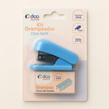 Kit Mini Grampeador Com Refil 200 Grampos Rosa ou Azul