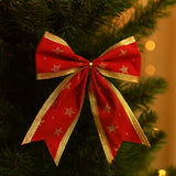 Laço De Natal Vermelho Com Detalhes Dourados 14cm Com 2 Decoração Árvore