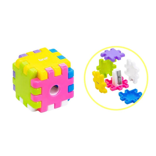 Apontador Com Depósito Cubo Colorido Desmontável