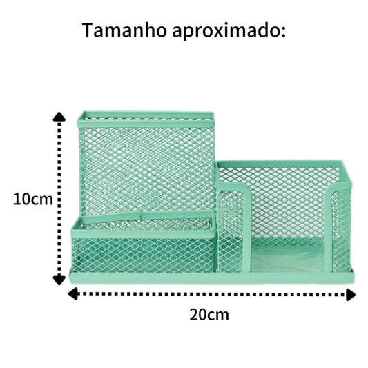 Organizador De Mesa Aramado Com 3 Divisórias Porta Lápis Yins