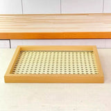 Bandeja Decorativa Retangular Trançada Com Superfície Em Vidro