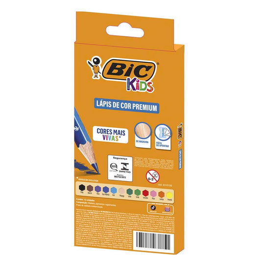 Lápis de Cor Kids Premium Com 12 Cores Bic