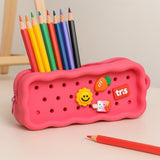 Estojo Escolar Picky Holic Charm Em Silcone Com 4 Pins Tris