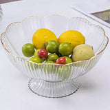 Fruteira De Mesa Decorativa Saladeira Acrílico 22cm Com Borda Dourada