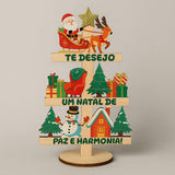 Enfeite De Natal Árvore MDF de Mesa Com Frases Decoração Casa