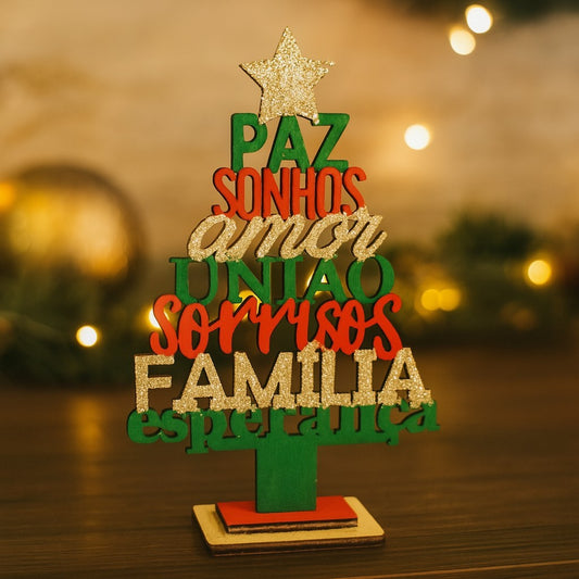Enfeite Mini Árvore de Natal Com Frases