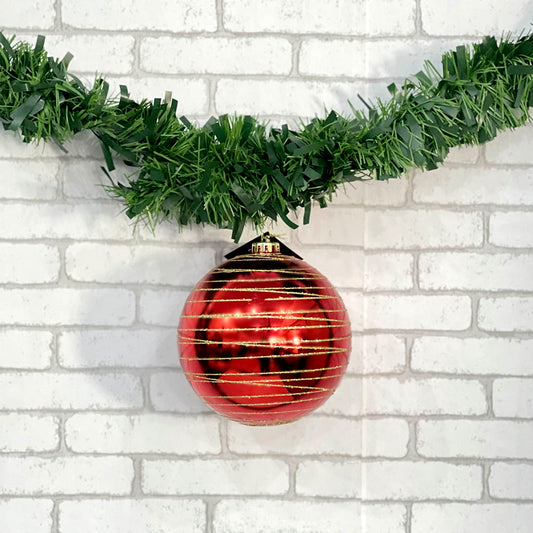 Bola Natal Decorada N° 15 Glitter Vermelho