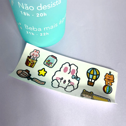 Garrafa De 800ml Degradê Pastel + Adesivos Fofos