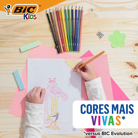 Lápis de Cor Kids Premium Com 24 Cores Bic