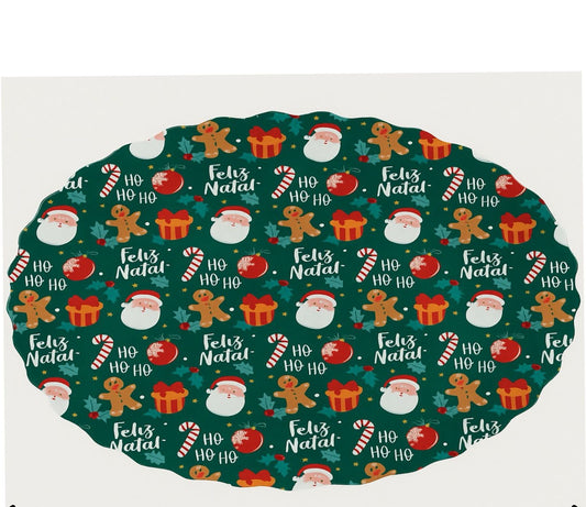 Bandeja Natalina Decorada Oval 40cm