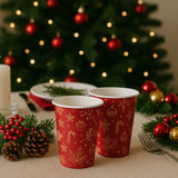 Anúncio Copo De Natal Decorado Vermelho Com Detalhes Dourados 320ml