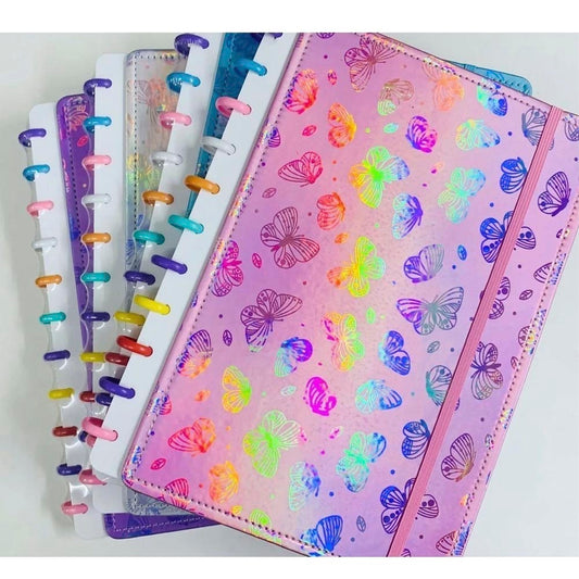 Caderno De Disco Holográfico Grande Borboletas