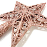 Ponteira De Estrela Glitter Rosé Vazada 17cm