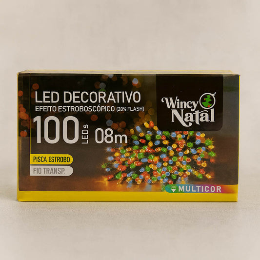 Pisca Estrobo Led Decoração De Natal 100 Luzes Colorido 8m 127V