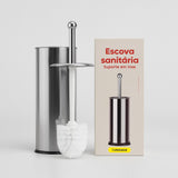 Escova Sanitária Com Suporte Em Inox Para Limpeza E Higienização De Vaso