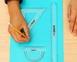 Conjunto Geométrico 4 Peças Régua 30cm Esquadro 45° Esquadro 60° e Transferidor 180° Yins Paper