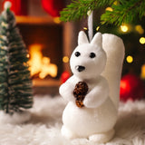 Enfeite De Natal Esquilo Branco Com Glitter 10cm