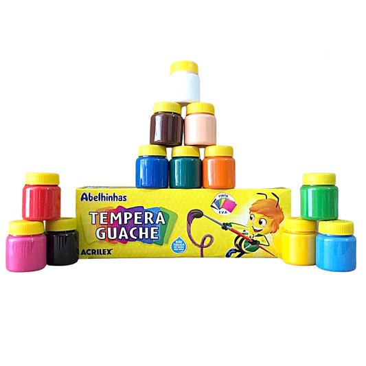 Tinta Tempera Guache Com 12 Cores Acrilex
