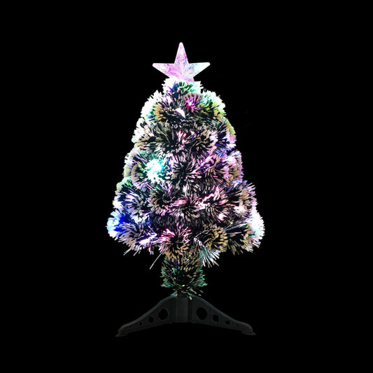Árvore De Natal Nevada Luxo 60cm Fibra Ótica Led Bivolt Decoração