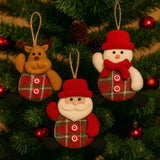 Enfeite De Natal Papai Noel/Boneco de Neve/Rena Feltro Xadrez 14cm