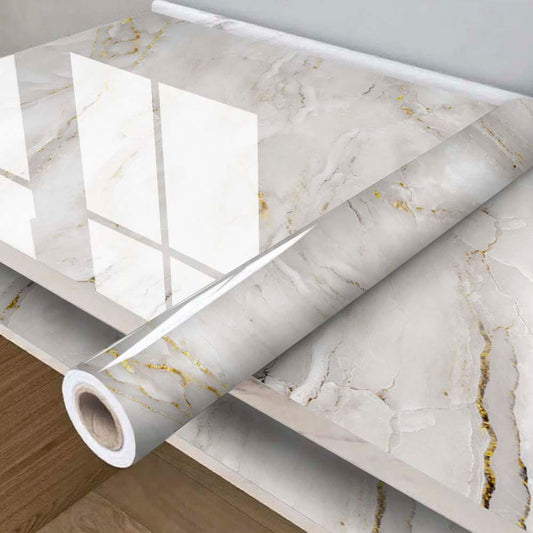 Papel De Parede Marmorizado Autoadesivo Resistente À Água 4,5 metros x 60cm Para Cozinha