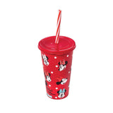 Copo Minnie Com Tampa e Canudo 500ml Para Colorir