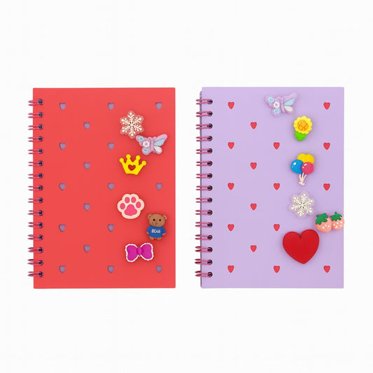 Caderno Pequeno A5 Pautado Silicone Picky Holic Charm 80 Folhas Com 6 Pins Tris