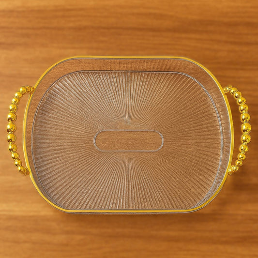 Bandeja Retangular Decorativa Acrílica Luxo Multiuso 34cm/38cm