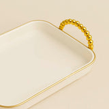 Bandeja Retangular Multiuso Decorativa Luxo com Alças Detalhadas