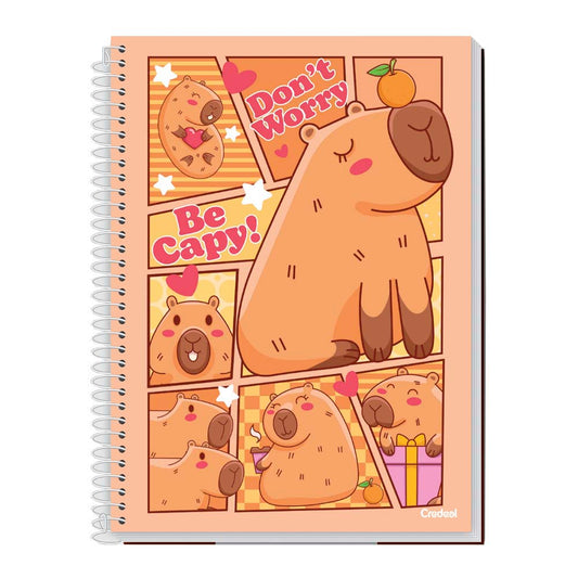 Caderno Universitário Capa Dura Capivara Fofa 10 Matérias Credeal