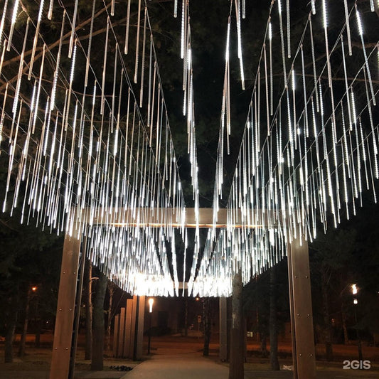 Cascata De Natal Bastão Sequencial 8 Tubos Pisca Pisca 240 Leds Branco Iluminação Bivolt