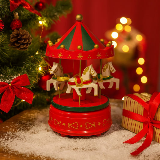 Enfeite De Natal Carrossel Musical 17cm Decoração Casa